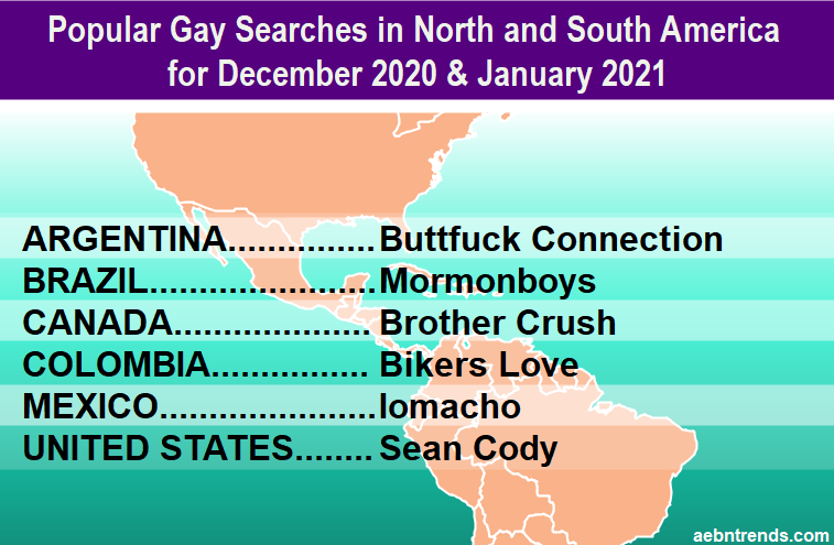 Popular Porn searches by country in December 2020 and January 2021 