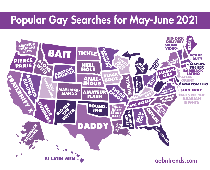 Popular Gay Searches by State in May and June of 2021 