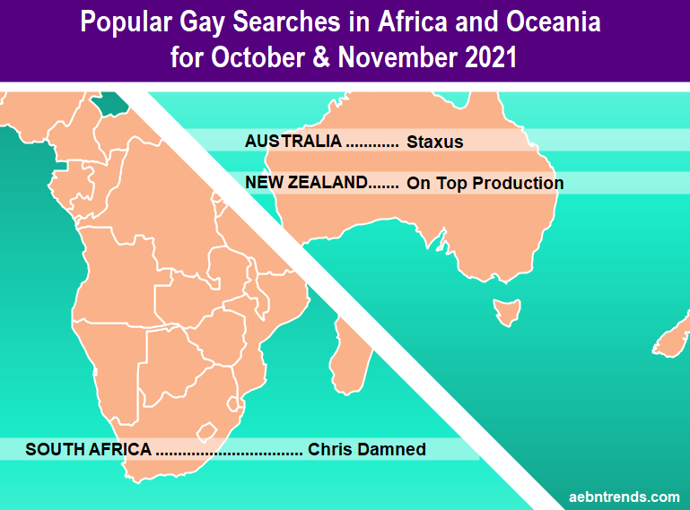 Popular Gay Porn searches by country in October and November 2021